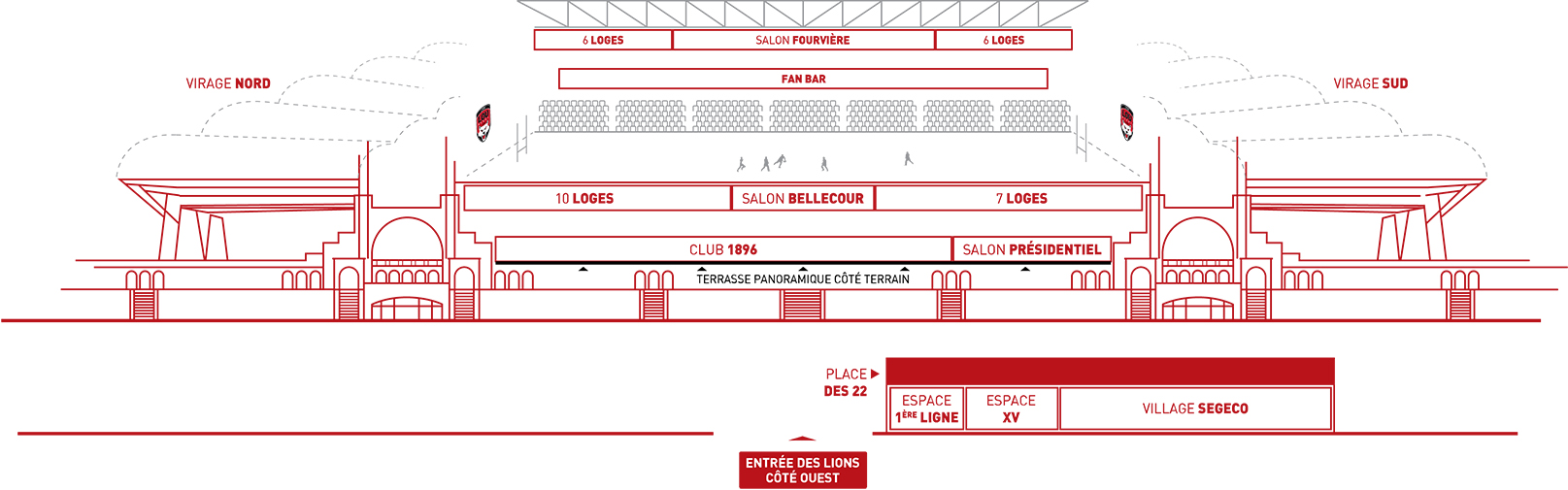Espace place des 22  Matmut Stadium Lyon Gerland plan schématique 